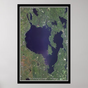 Poster Carte satellite de l'affiche du lac Sebago