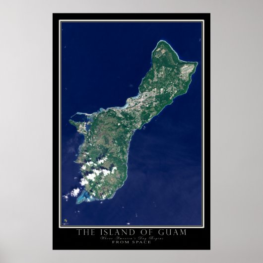 Poster Carte satellite de l'île de Guam depuis l'espace (Devant)