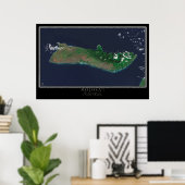 Poster Carte satellite de l'île de Molokai Hawaii (Bureau à domicile)