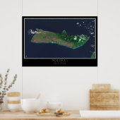 Poster Carte satellite de l'île de Molokai Hawaii (Cuisine)