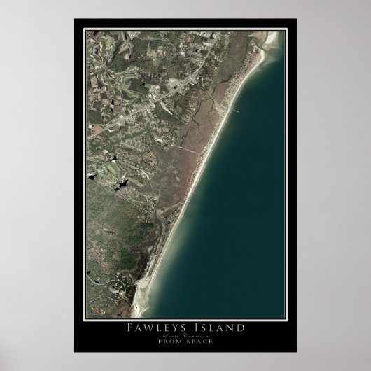 Poster Carte satellite de l'île de Pawleys Caroline du Su (Devant)