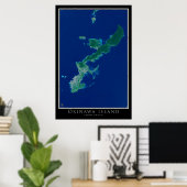 Poster Carte satellite de l'île d'Okinawa Japon (Bureau à domicile)