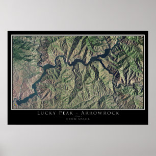Poster Carte satellite de Lucky Peak et Arrowrock Lakes I