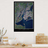Poster Carte satellite de New York City (Cuisine)
