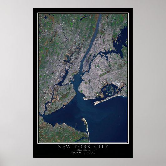 Poster Carte satellite de New York City (Devant)