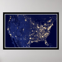 Carte satellite de nuit des États-Unis