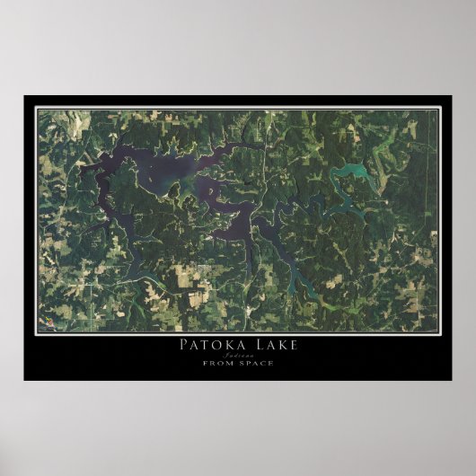 Poster Carte satellite de Patoka Lake Indiana (Devant)