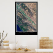 Poster Carte satellite de Salinas Valley California (Cuisine)