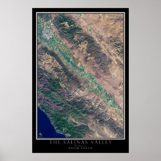 Poster Carte satellite de Salinas Valley California (Devant)