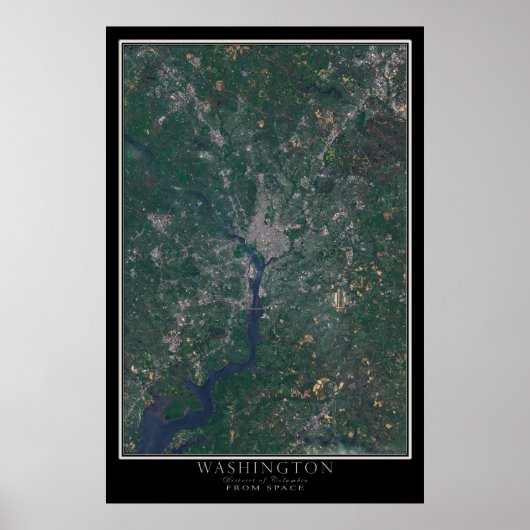 Poster Carte satellite de Washington DC (Devant)