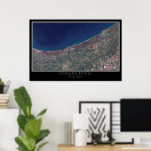 Poster Carte satellite des dunes de l'Indiana (Bureau à domicile)