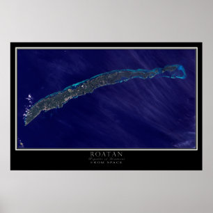 Poster Carte satellite des îles de la baie de Roatán Hond