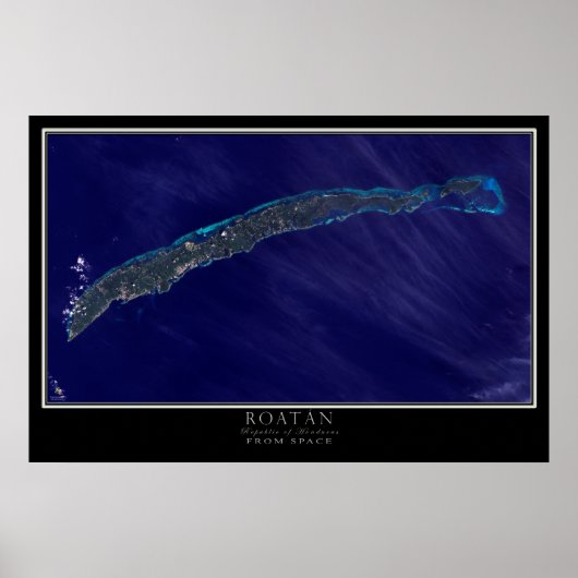Poster Carte satellite des îles de la baie de Roatán Hond (Devant)