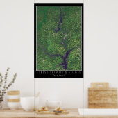 Poster Carte satellite des lacs Hartwell et Keowee Géorgi (Cuisine)