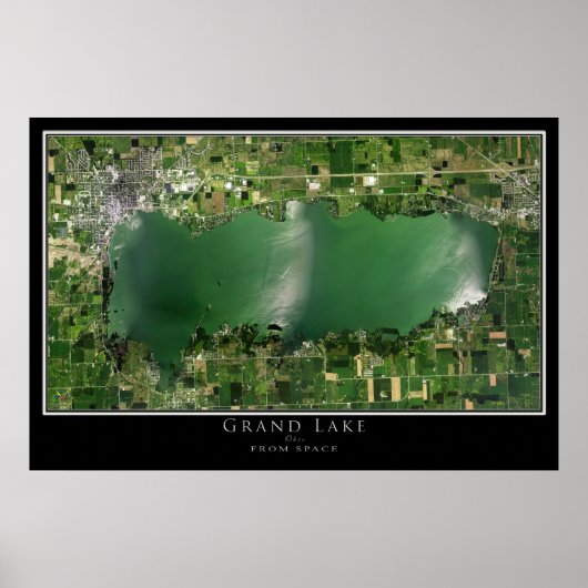 Poster Carte satellite du Grand Lake Celina Ohio (Devant)