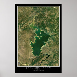 Poster Carte satellite du lac Buchanan Texas