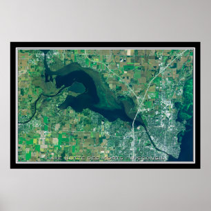 Poster Carte satellite du lac Butte des Morts Wisconsin
