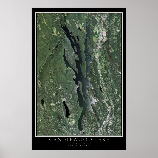 Poster Carte satellite du lac Candlewood (Devant)