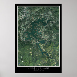 Poster Carte satellite du lac Chatuge Caroline du Nord-Gé