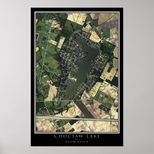 Poster Carte satellite du lac Choctaw Ohio (Devant)