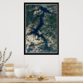 Poster Carte satellite du lac Coeur d'Alene Idaho (Cuisine)