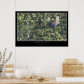 Poster Carte satellite du lac de Berlin Ohio (Cuisine)