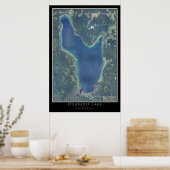 Poster Carte satellite du lac Hubbard Michigan (Cuisine)