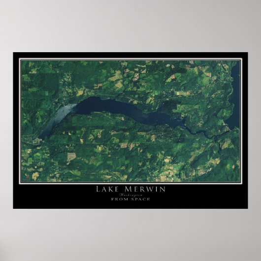 Poster Carte satellite du lac Merwin Washington (Devant)