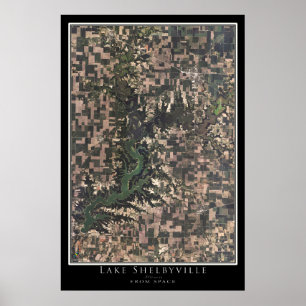 Poster Carte satellite du lac Shelbyville Illinois
