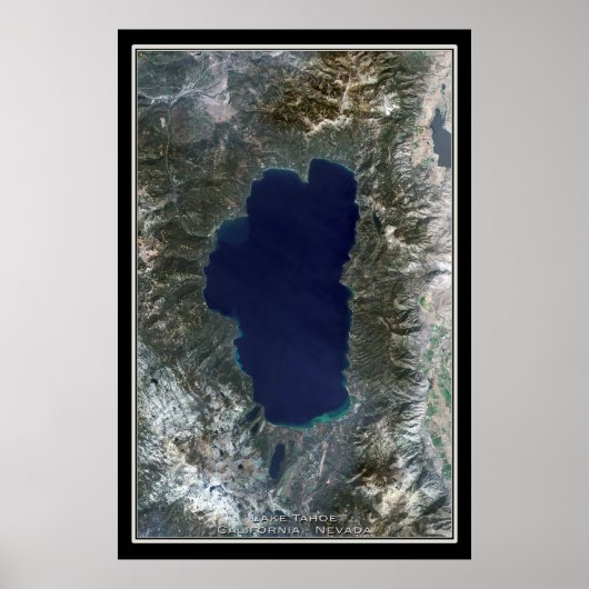 Poster Carte satellite du lac Tahoe California-Nevada (Devant)