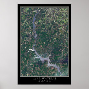 Poster Carte satellite du lac Wateree Caroline du Sud