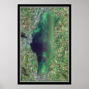 Poster Carte satellite du lac Winnebago Wisconsin