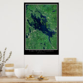 Poster Carte satellite du lac Winnipesaukee New Hampshire (Cuisine)