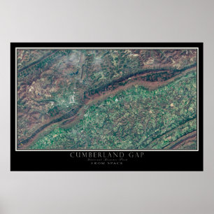 Poster Carte satellite du parc national de Cumberland Gap