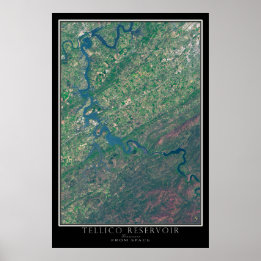 Poster Carte satellite du Tellico Lake Tennessee