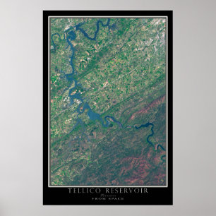 Poster Carte satellite du Tellico Lake Tennessee