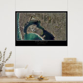 Poster Carte satellite San Diego & Coronado California (Cuisine)