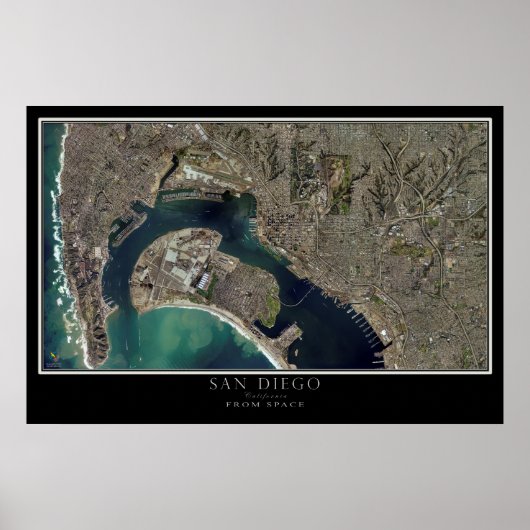 Poster Carte satellite San Diego & Coronado California (Devant)