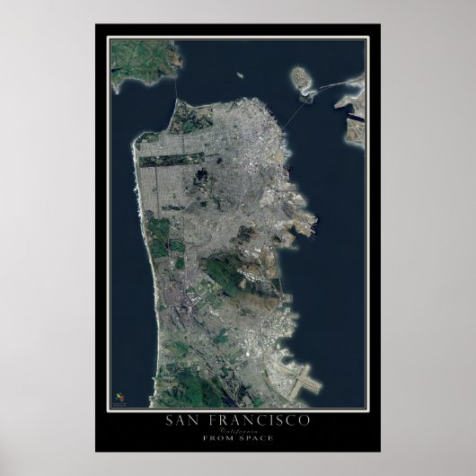 Poster Carte satellite San Francisco California (Devant)