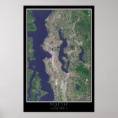 Poster Carte satellite Seattle Washington (Devant)