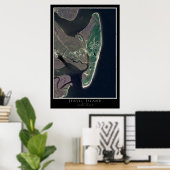 Poster Carte satellite spatiale de Jekyll Island Georgia (Bureau à domicile)