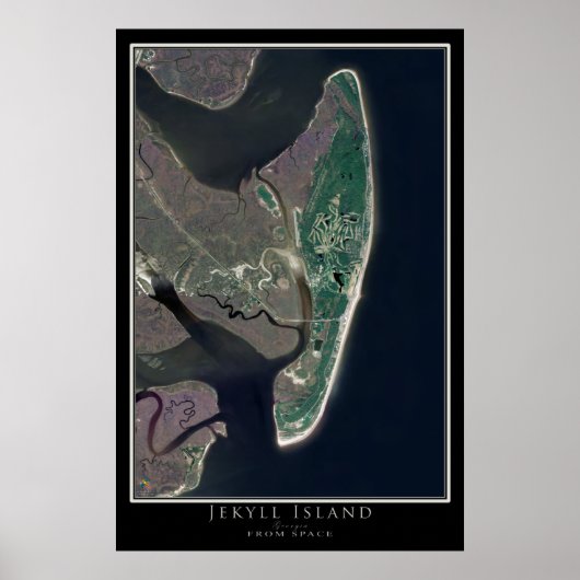 Poster Carte satellite spatiale de Jekyll Island Georgia (Devant)