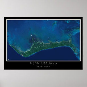 Poster Carte satellite spatiale de l'île de Grand Bahama