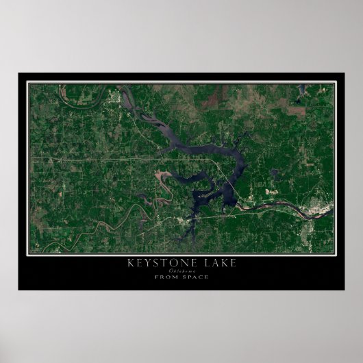 Poster Carte Satellite Spatiale Du Lac Keystone Oklahoma (Devant)
