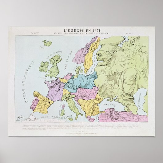 Poster Carte satirique de l'Europe | 1871 (Devant)