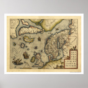 Poster Carte Scandanavie Par Ortelius 1570