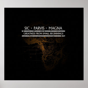Poster Carte SIC PARVIS MAGNA Noir