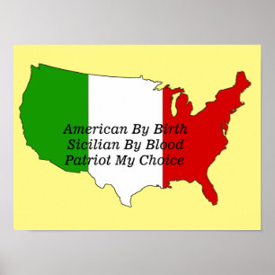 Poster Carte Sicilienne American Italian Patriot USA