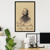 Poster Carte signée George Armstrong Custer 1866 (Bureau à domicile)