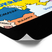 Poster Carte simplifiée et colorée de l'Ukraine (Coin)
